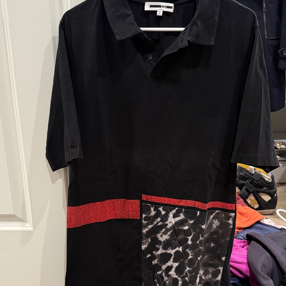 Alexander McQueen Black Polo with Red and Gray Accents